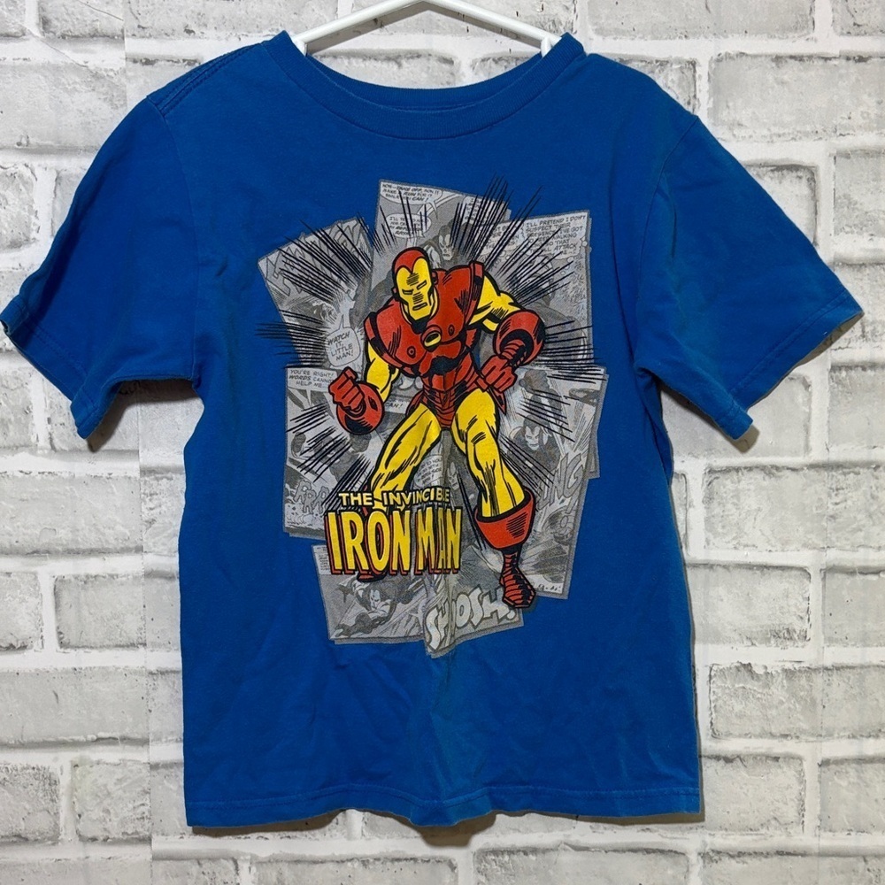 4/$20 Iron Man Blue Kids T-Shirt, size 5/6- superhero